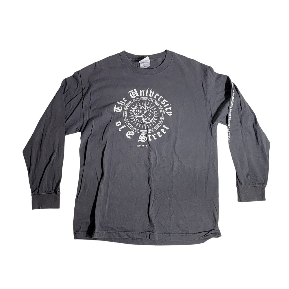 Vintage Murina The University of E Street Long Sleeve Shirt Gray Large USA Made